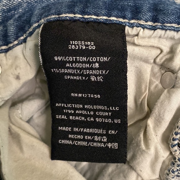 34 x 32 Affliction Black Premium muddy/distressed jeans - Picture 13 of 15